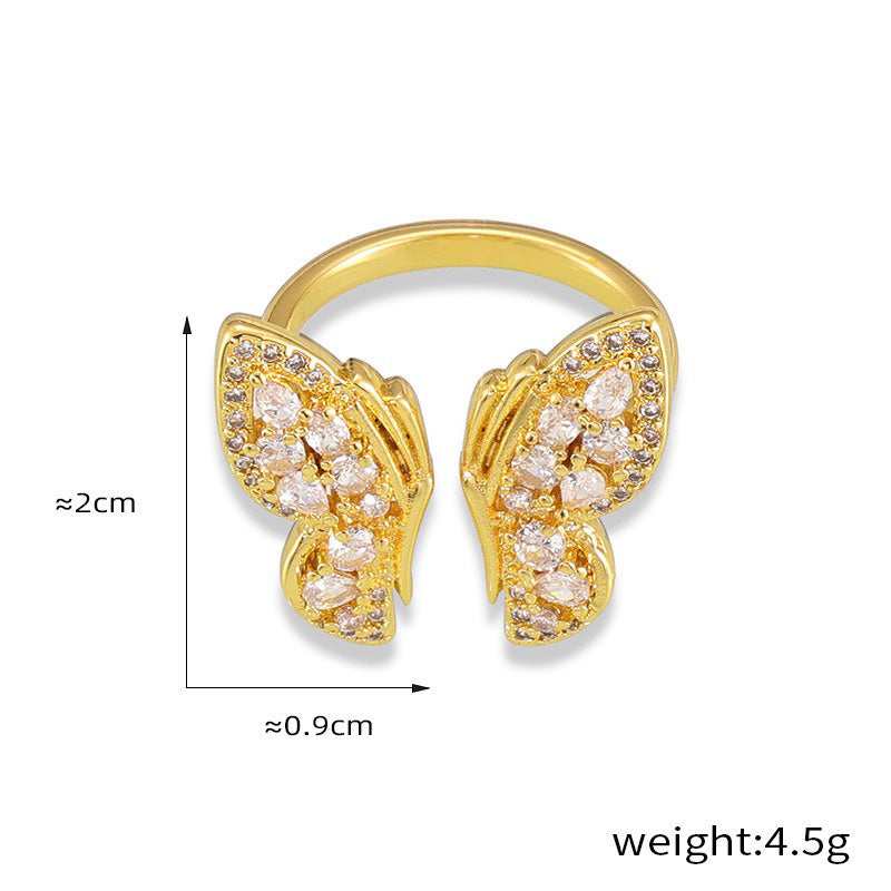 18K Gold Exquisite Butterfly Diamond Design Ring