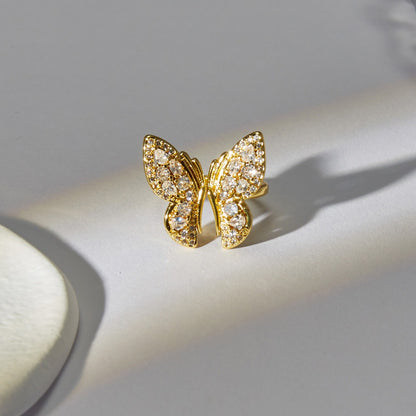 18K Gold Exquisite Butterfly Diamond Design Ring