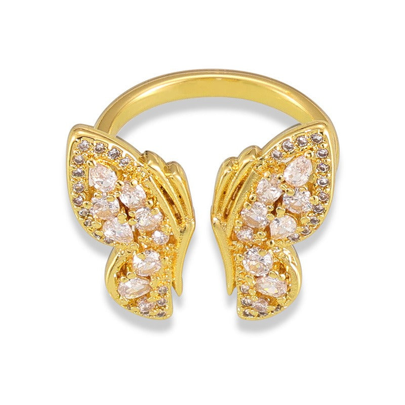 18K Gold Exquisite Butterfly Diamond Design Ring